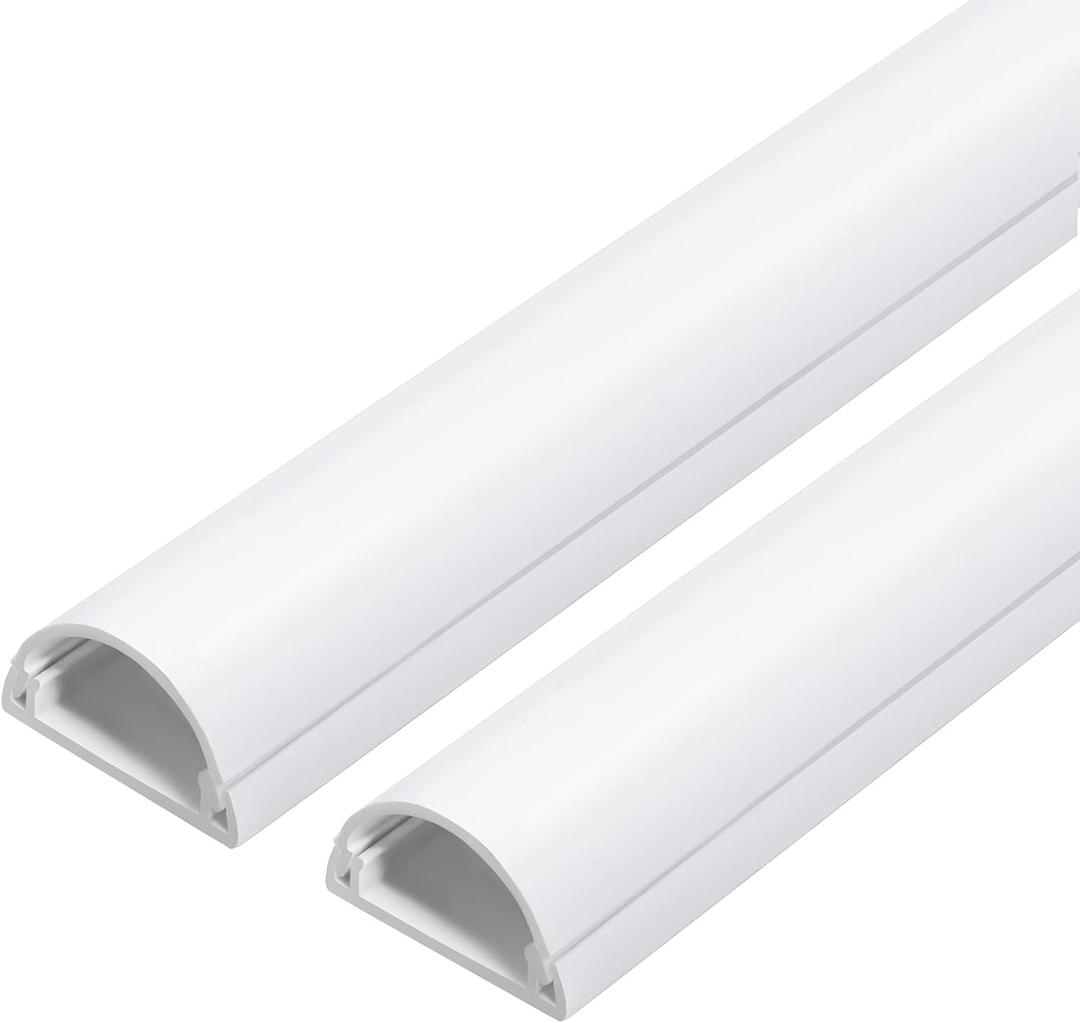 ZhiYo 78" TV Cord Hider for Wall Mounted TV, Self-Adhesive Wall Cord Concealer, Paintable Wire Covers for Cords, White Cord Cover, Half Round Cable Raceway - 2 x L39 x 0.98" (W) x 0.45" (H)