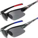 DEHOTRE 2 Pack Bifocal Reading Sunglasses Men TR90 Frame Wrap Around Sports Semi Rimless Sun Readers for Driving Golf Fishing