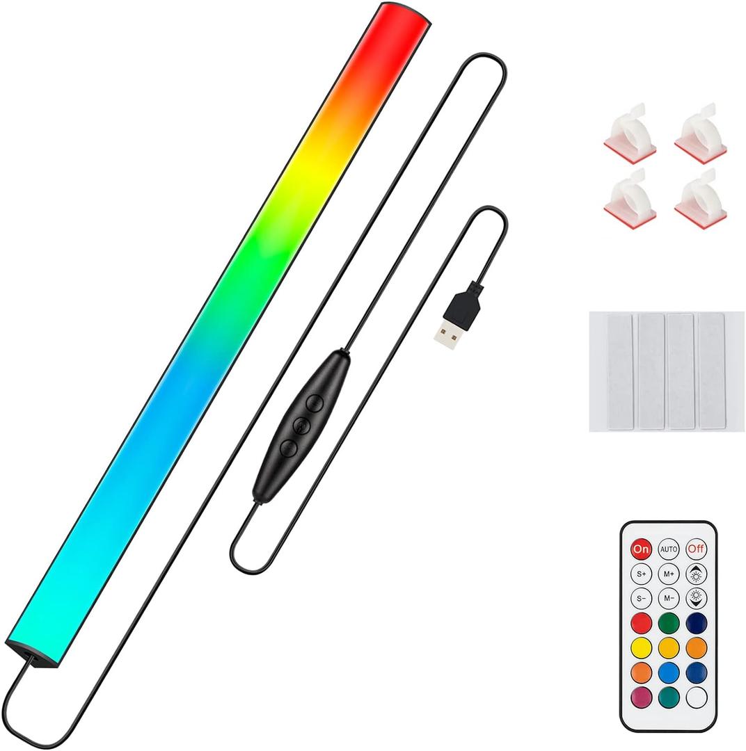 Under Monitor RGB Light Bar, LED Light for Desk Gaming Setup, USB Powered Keyboard Light, 12 Inch 5V, 353 Color Change Modes, Wireless Remote, LED Ambient Lights for Room Decor, Desk Setup, PC