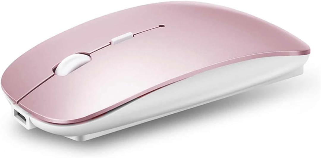 PEIBO Bluetooth 5.2 Mouse, Rechargeable Wireless Mouse for MacBook, iPad Pro, Chromebook, Windows Notebook, DELL, HP PC, Pink