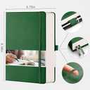 EMSHOI Dotted Journal Notebook, 320 Pages, A5 Small 5.75"x8.38", PU Leather Hardcover, 100 GSM Thick Paper, 5mm Dot Grid Notebook for Journaling, Planning, Drawing, Writing, Dark Green