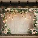 10x8ft Country Wedding Valentines Day Photography Backdrop Floral Roses Farmhouse Wooden Door Backdrop Pink Flower Birthday Baby Shower Bridal Party Banner Photo Booth Props Anniversary Background
