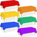 6 Pack 6 Color Rainbow Theme Tablecloth Assorted Color Plastic Tablecloth Disposable Colorful Rectangle Table Covers for Fiesta Wedding Birthday Picnic Graduation Party Decorations, 54 x 108 Inch