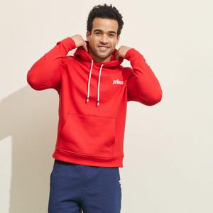 Prince Sports Men's Pickleball Fleece Hooded Pullover Sweatshirt, Red XL