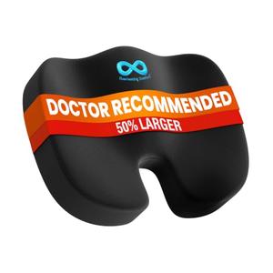 Everlasting Comfort Doctor Recommended Memory Foam Seat Cushion for Office Chairs & Car - Ergonomic Office Desk Accessories - Cushions for Tailbone Pain Relief, Sciatica (Black, X-Large)