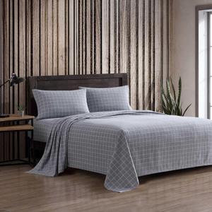 Eddie Bauer - Queen Bed Sheets, Cotton Flannel Bedding Set with Matching Pillowcases, Brushed for Extra Softness, Deep Pocket, Oeko-Tex Certified (Great Plains Plaid Grey)