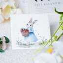 Ceramic Coasters Set of 4  Square Drink Coasters with Cork Backing, 3.9x3.9 Inches  Decorative Printed Designs for Home, Office, or Gift Use (Mama Rabbit)