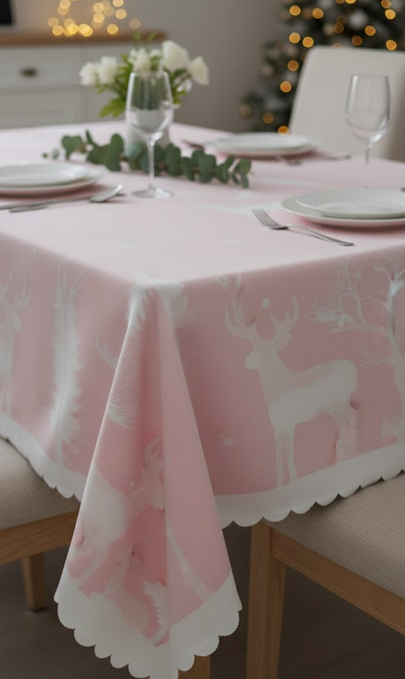 Baocicco Merry Christmas Table Cloth for Rectangle 60x84 Inch White Reindeer Washable Table Cover Winter Farmhouse Tablecloths Dining Table Cloth for Winter Seasonal Home Kitchen Decorations