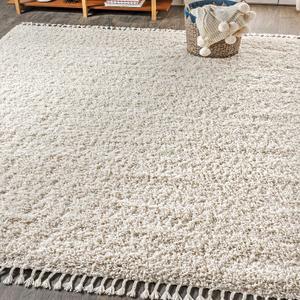 JONATHAN Y Mercer Shag Plush Tassel Cream Indoor Area Rug, 8x10, Contemporary, Modern, Easy-Cleaning for Living Room, Bedroom, Kitchen, Pet Friendly, Non-Shedding (MCR100D-8)