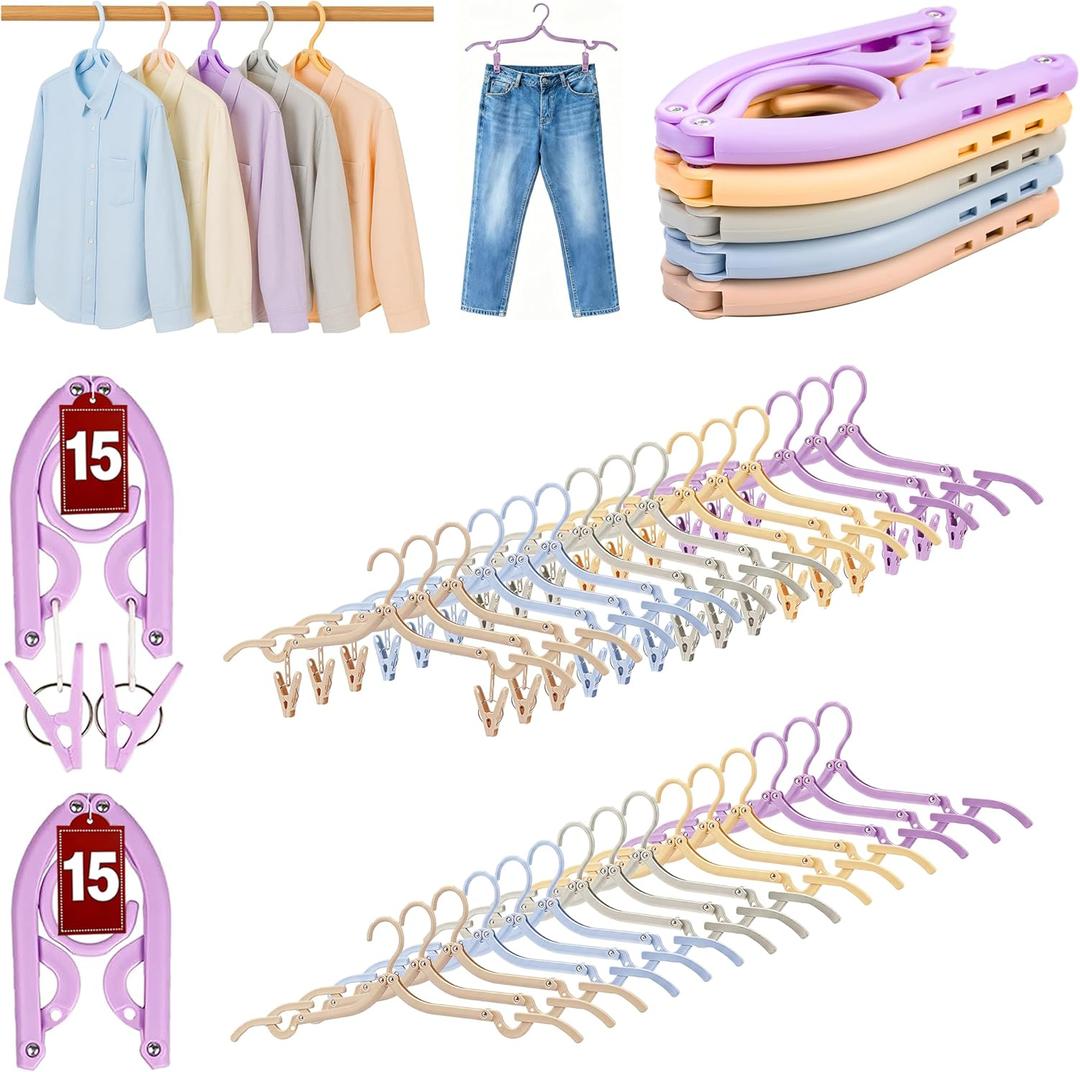 Travel Hangers, Cruise Ship Essentials Travel Essentials, Portable Cruises Must Haves 2026, Folding Hangers for Suitcase, RV Camping Airplane Europe Vacation Essential (30, Mixed)