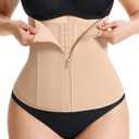 Gotoly Waist Trainer for Women Zipper Corset Shapewear Tummy Control Faja Body Shaper Waist Cincher Workout Girdle (Beige, S)