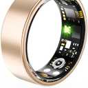 Health Rings for Women Men, Smart Ring with Heart Rate, Blood Oxygen, Blood Pressure, Sleep Tracker, Step Tracker, No Subscription Fee, IP68 Waterproof Smart Ring for iphone & Android (Gold, 7#)