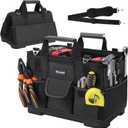 TICONN Heavy Duty Tool Bag with Multi-Pockets, Portable Tool Box Organizer Storage Bag, with Adjustable Shoulder Strap and Ergonomic Handle (Black, 14" Molded Base)