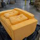 MAXYOYO Convertible Sofa Bed, Pull Out Loveseat Sleeper Sofa, 2 in 1 Folding Couch Bed, Fold Out Floor Couch with Pillows for Living Room Bedroom Lounge, Orange