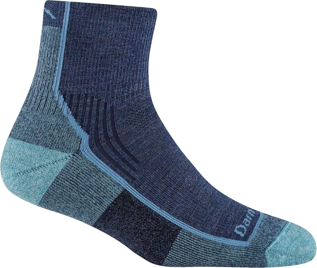 Darn Tough Vermont Hiker Quarter Socks for Women Midweight Merino Wool Women's Hiking Socks (1958) (Medium, Blue Jay)