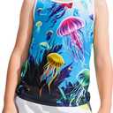 AMYNICE Girls Tank Tops Kids Crewneck Sleeveless Shirts Quick Dry Active Jellyfish Athletic Lightweight Cute Beach Top 2-8T (Blue)
