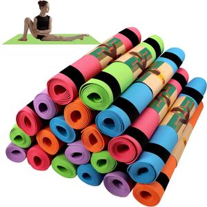 Nuanchu 20 Pcs Yoga Mats Bulk for Kids 60x24x0.12 Inch with 20 Pcs Carrying Straps Children Yoga Exercise Non Slip Soft Fitness Mats for Kids Toddler Class Gym Home Workout