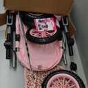 Bayer Trendy Baby Doll Pram Stroller with Accessories, Pink Animal Print, Adjustable Handle, Foldable Design, for Kids Ages 3+