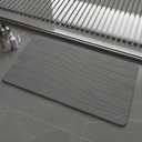 Extra Large Stone Bath Mat, 30'' x 17'' Diatomaceous Earth Non-Slip Stone Shower Mat, Super Absorbent Diatomite Stone Mats for Bathroom Dark Gray XL Flow