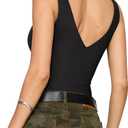REORIA Butsmooth Womens Basic Sexy Plunge Deep V Neck Sleeveless V Backless Going Out Tank Bodysuits Tops, Medium
