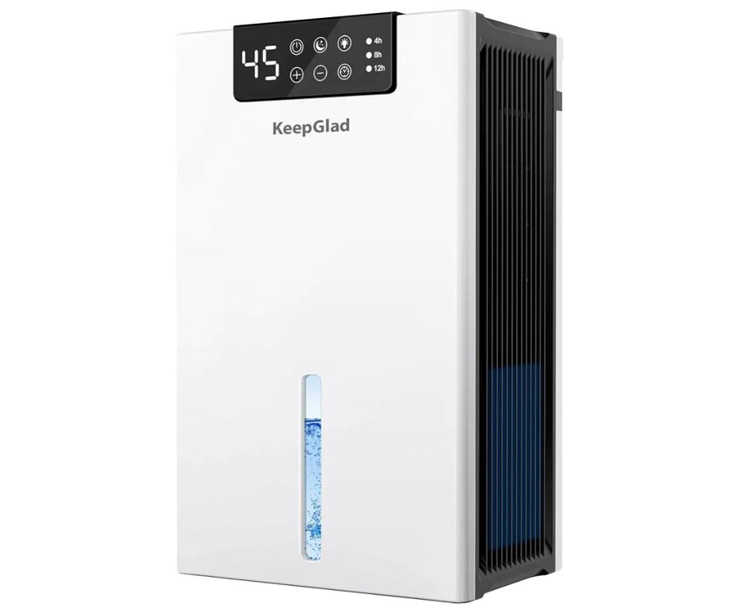 Dehumidifier, 98OZ Dehumidifiers for Home(1000sq.ft), Humidity Display Dehumidifier for Basement Bathroom Bedroom, Auto Shut Off, Washable Filter, Drain Hose, Timer, 7 Ambient Lights, White