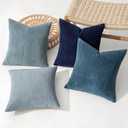 MIULEE Summer Throw Pillow Covers 18x18 Inch Set of 4 Western Neutral Decorative Cushion Covers Soft Boho Farmhouse Modern Coastal Spring Decor for Couch Bed Sofa Living Room Dark Blue Navy Series