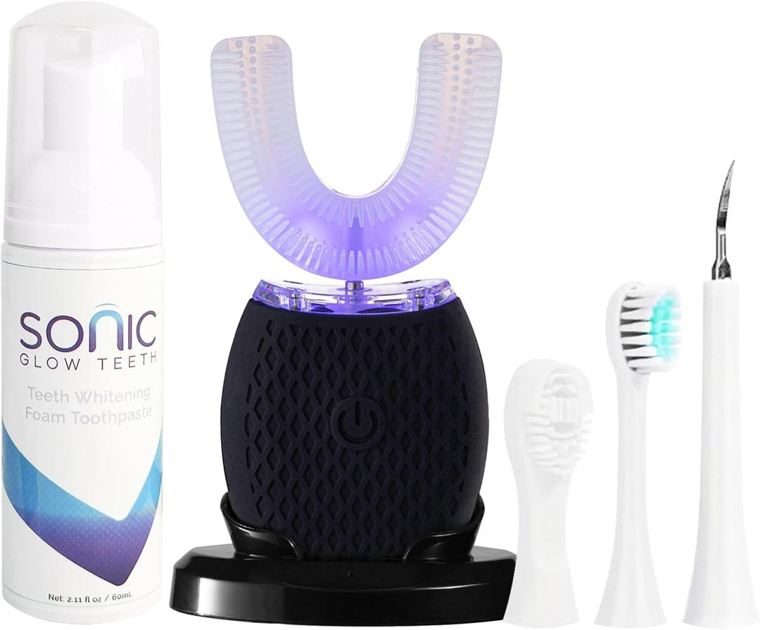 Ultrasonic Toothbrush for Adults - Automatic Electric Toothbrush with Soft Bristles Waterproof & Washable Rechargeable Portable Design with Wireless Charging 30'' Timer for Travel & Home Use (Black)