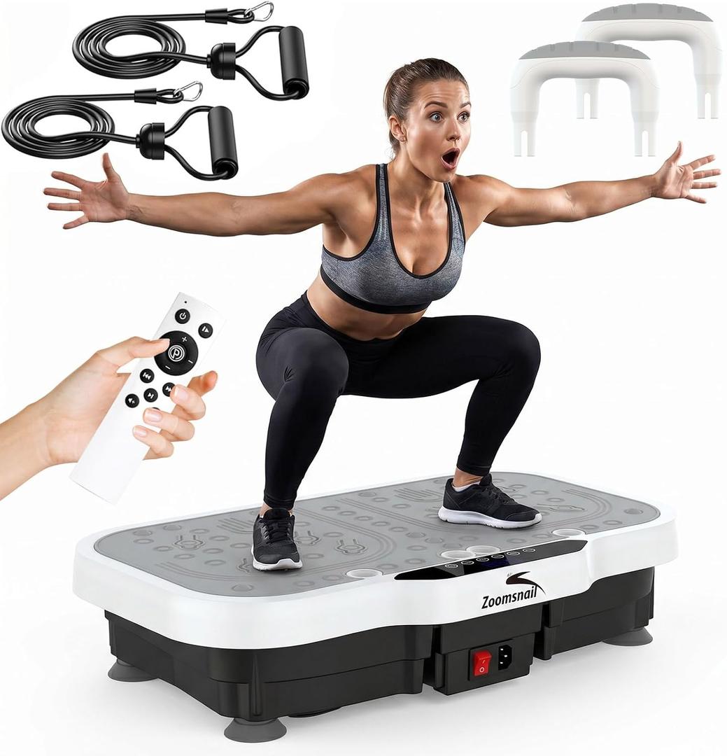 Vibration Plate Exercise Machine, 8000 Vibrations/min Adjustable Fitness Platform, 400 Lbs Capacity Whole Body Workout Extra Large Size Platform with Bluetooth for Weight Loss, Women & Men