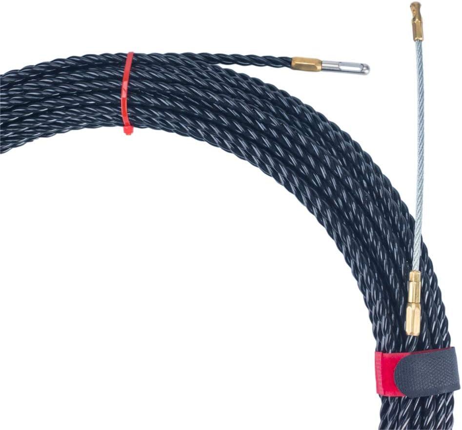 100FT Fish Tape Wire Puller Through Conduit, Polyester Wire Threader with Changeable Leader Tip - 6mm