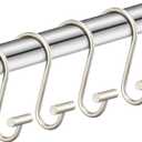 Nickel Shower Curtain Hooks, Rust Proof Shower Curtain Rings for Bathroom, Silver Metal Decorative Shower Curtain Hooks Hangers for Shower Curtain Rod, Set of 12 T-Bar Design