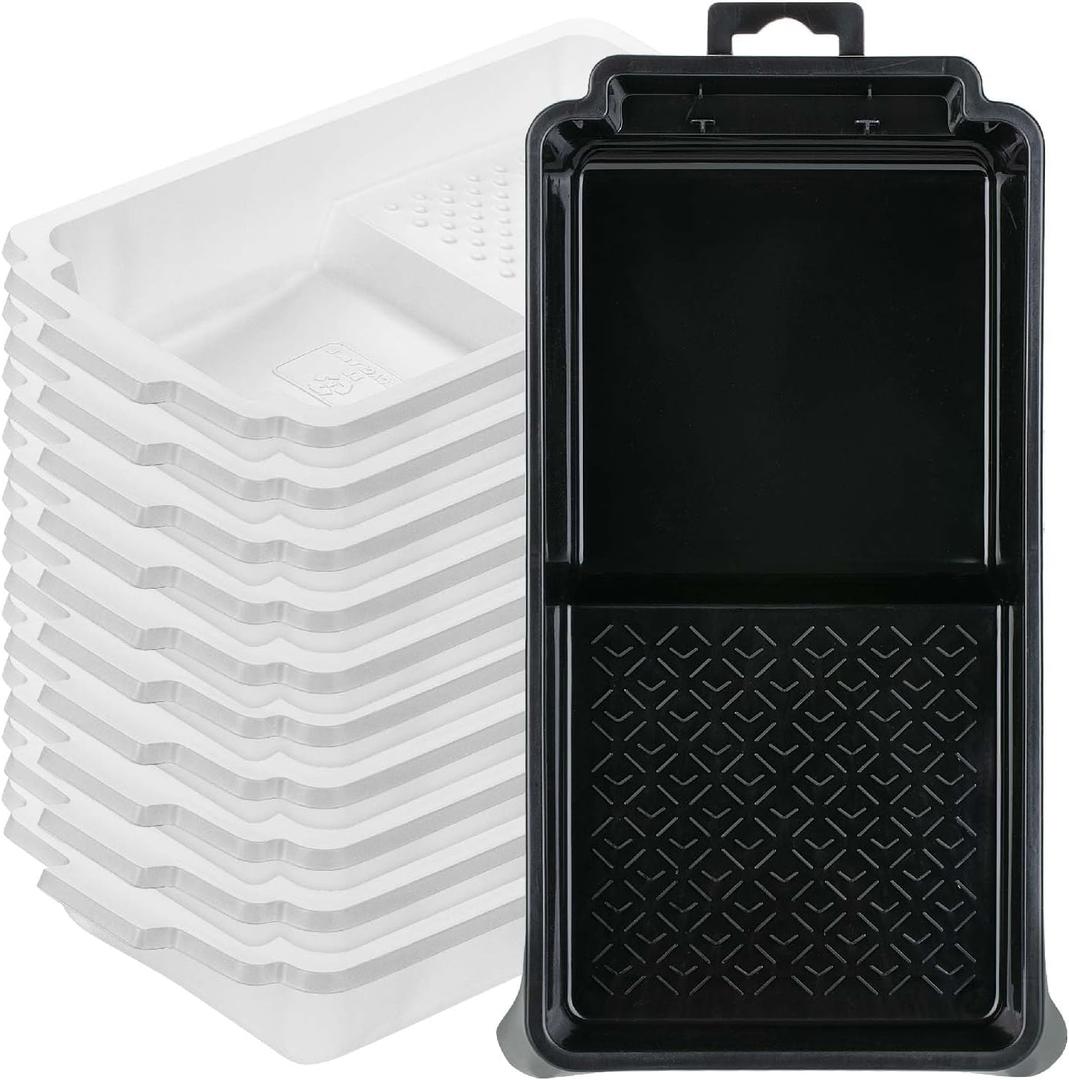 Bates- Paint Tray Liner, 4 Inches, One Plastic Paint Tray with 10 pcs Paint Pan Liners, Paint Pans Trays, Disposable Paint Tray, Paint Roller Tray Liners, Paint Trays for Painting Walls