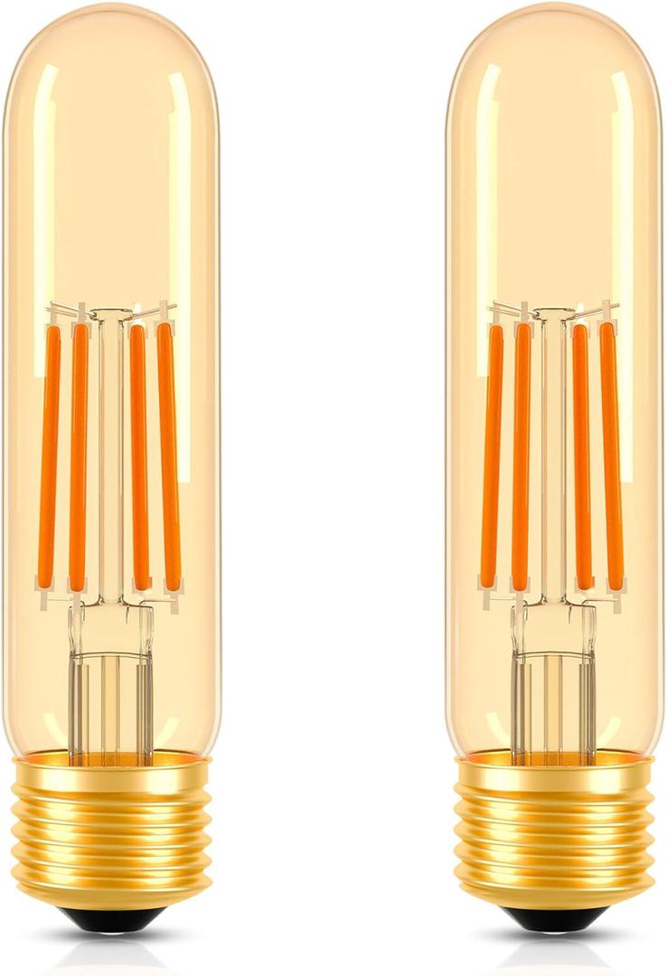 ToBeGreat T30 Light Bulbs 4 Watt Equivalent 40W Bulb E26 Tubular Bulbs T10 Amber LED Bulb Warm White 2200K Chandelier Desk Lamp Kitchen Bedbroom Bathroom,Dimmable,2 Pack (5 In (2pack))