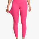 THE GYM PEOPLE Womens' V Cross Waist Yoga Leggings with High Waisted Tummy Control (Pink, XL)