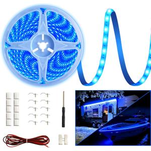 20FT RV Awning Light,12V Blue Camper Awning Lighting,Waterproof LED Strip,Exterior Underglow Lighting for RV Motorhome Travel Trailer Food Truck Outdoor Party