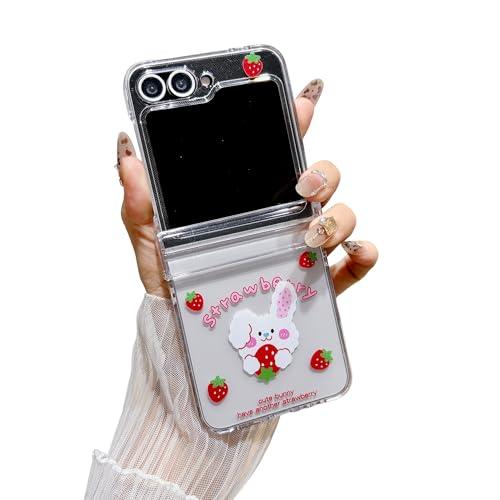 Yonds Queen for Samsung Galaxy Z Flip 3 Cute Case Clear Cartoon Cool Love Desgin Stylish Girls Women Bumper Shockproof Anti-Slip Protector Fashion Case (Rabbit, Galaxy Z Flip 3)