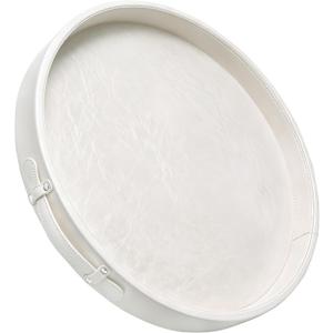 Round Ottoman Tray 25 inch White for Coffee Table Extra Large, White