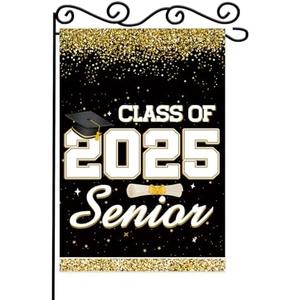 Senior Class Of 2025 Graduation Garden Flag,12x18 Inch Double Sided Outside.Graduates Caps Diploma Ceremony Class 2025 Yard Outdoor Decoration, Pack of 12