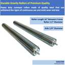 Set of 2 Durable Galvanized Steel Conveyor Rollers, each 16 in BF Length & 1.5 in Diameter | 1/4" Axle Diameter | Replacement Steel rollers for Roller Conveyor Systems, Roller Stands