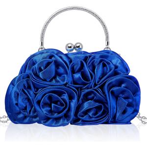 Women Evening Clutch, Small Floral Satin Purse with Detachable Strap for Mother's Day Wedding Party Prom Gift