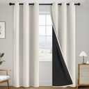 SimpleHome 100% Blackout Curtains for Bedroom,Thermal Insulated Cream Grommet Window Drapes Room Darkening Curtains for Living Room with Black Back,38 x 84 Inch,2 Panels