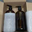 32 Ounce Glass Pump Dispenser Bottle, Large Amber Container with Pump for Shower and Bath Shampoo Soap Conditioner Lotion  1 Liter Shower Bottles by Kitchentoolz