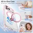 Summer Series 360 Spin Stand for iPhone 17 Pro Case (Compatible with MagSafe) [Military Drop Protection] Magnetic Clear Shockproof Protective for 17 Pro Phone Case 6.3'', Pink