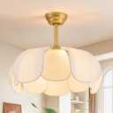 Boho Ceiling Fans with Lights,Flower Chandelier Ceiling Fan with Light and Remote ControlRattan Coastal Fandelier for Bedroom, Living Room,Foyer(26 Inch,6 Speed, Timing Adjustable Height)