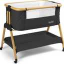 3 In 1 Baby Bassinet with Wheels, Portable Bedside Sleeper for Baby with 7 Adjustable Heights and Foam Mattress, Baby Bedside Crib for Newborns and Infants with Storage Basket, Carry Bag Included