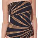 Gottex Desert Queen Bandeau One Piece - Built-in Soft Cups, Tummy Control, Front & Back Lining, Classic Back Coverage (10, Black-brown)