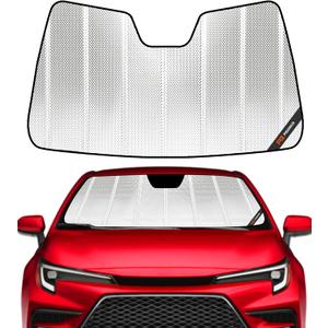 Pigenius Windshield Sun Shade for Toyota Corolla Hatchback 2019-2025, Corolla Sedan 2020-2025. Reflective Aluminum Film Front Window Sunshade - BLAZBLOCK