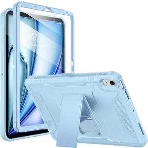 Soke Case for iPad Air 11-inch M4/M3/M2 (2026/2025/2024), iPad Air 5th/4th Generation 10.9 (2022/2020), with Built-in Screen Protector and Kickstand, Rugged Full Body Protective Cover - Sky Blue