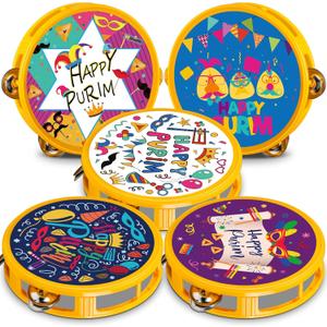 20 Pcs Happy Purim Tambourine Noisemaker Purim Percussion Musical Instruments Festivities Begin with Noise Maker for Happy Purim Day Party Birthday Supplies