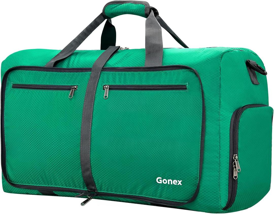 Gonex 60L Packable Travel Duffle Bag for Boarding Airline, Lightweight Foldable Gym Duffle Water Repellent & Tear Resistant Mint Green