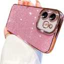 Fycyko Compatible for iPhone 11 Case Glitter Luxury Cute Flexible Plating Cover Camera Protection Shockproof Phone Case for Women Girl Men Design for iPhone 11 Pink 6.1''